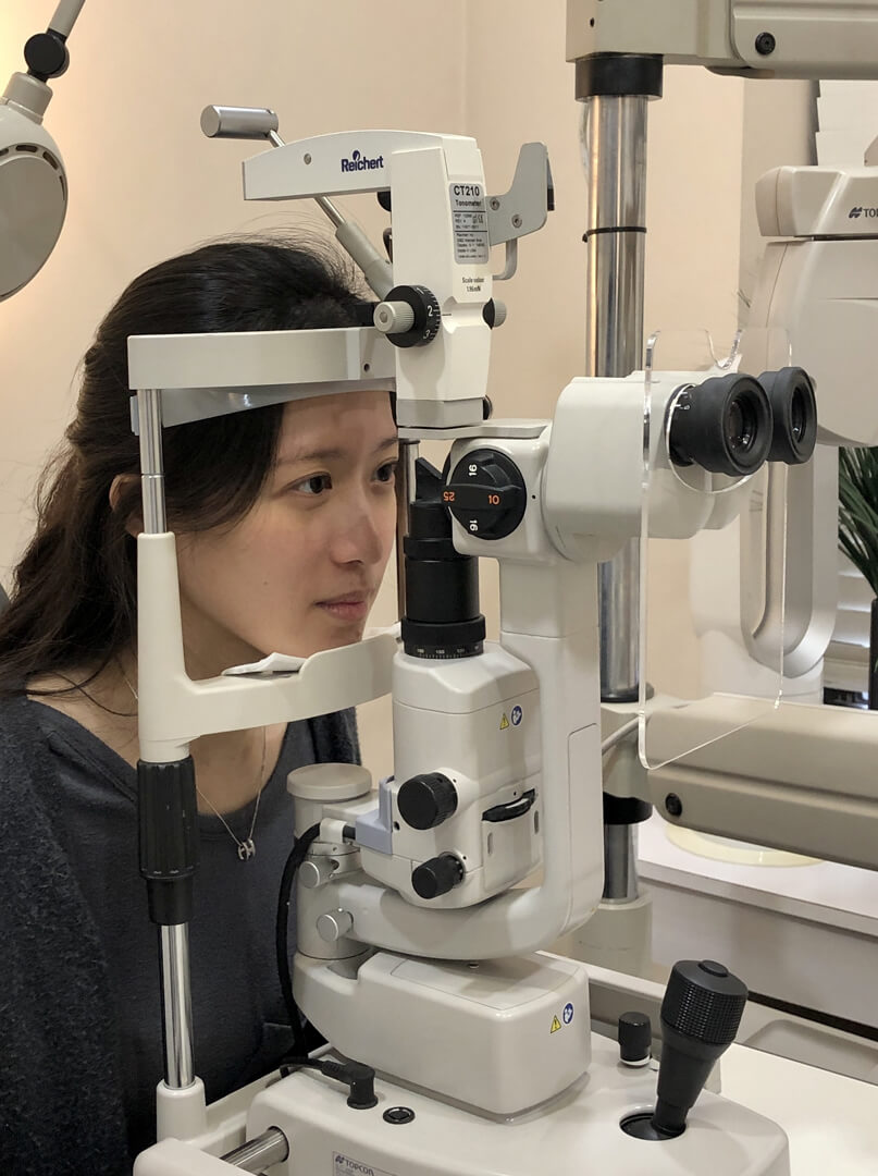 Woman getting her eye checked